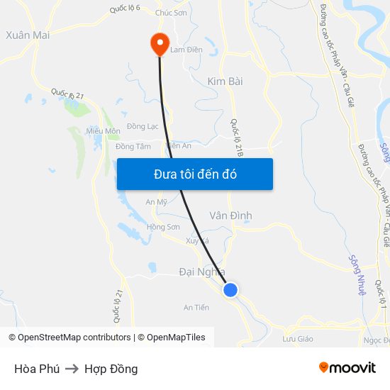 Hòa Phú to Hợp Đồng map