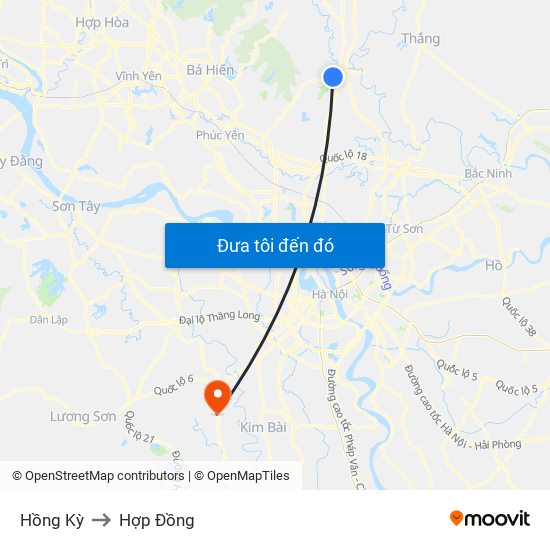 Hồng Kỳ to Hợp Đồng map