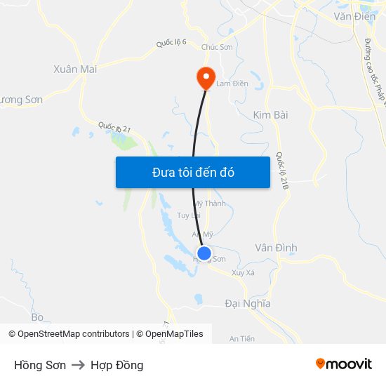 Hồng Sơn to Hợp Đồng map