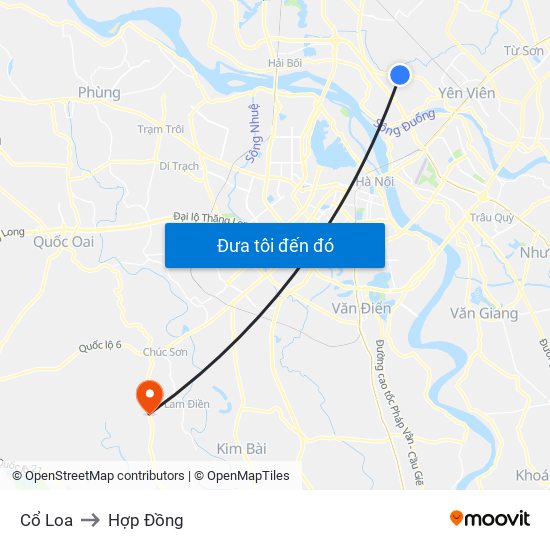 Cổ Loa to Hợp Đồng map