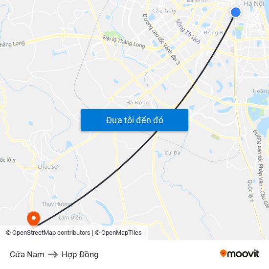 Cửa Nam to Hợp Đồng map