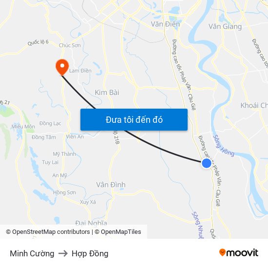 Minh Cường to Hợp Đồng map