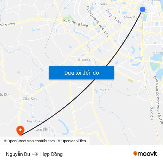 Nguyễn Du to Hợp Đồng map
