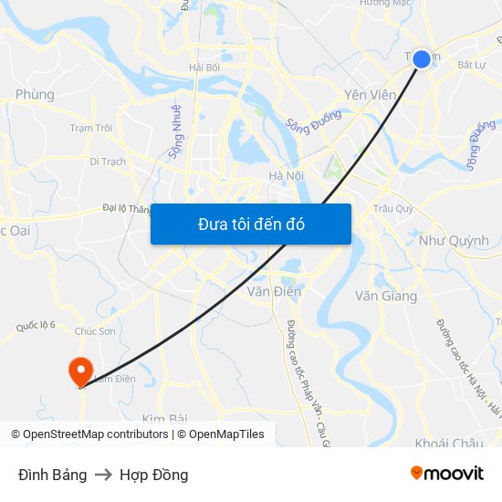 Đình Bảng to Hợp Đồng map