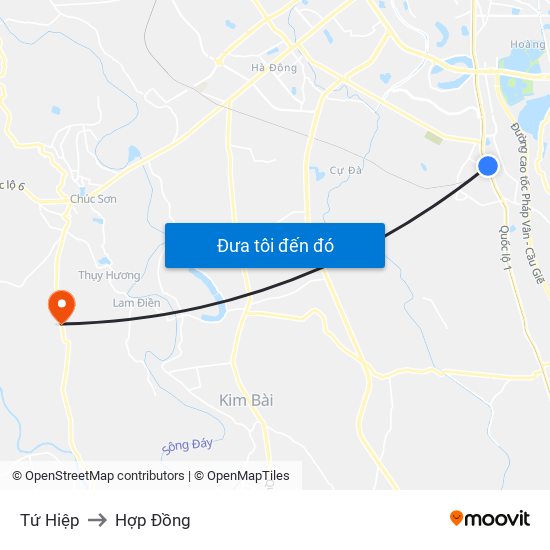 Tứ Hiệp to Hợp Đồng map