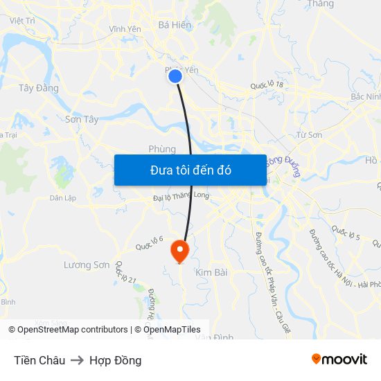 Tiền Châu to Hợp Đồng map