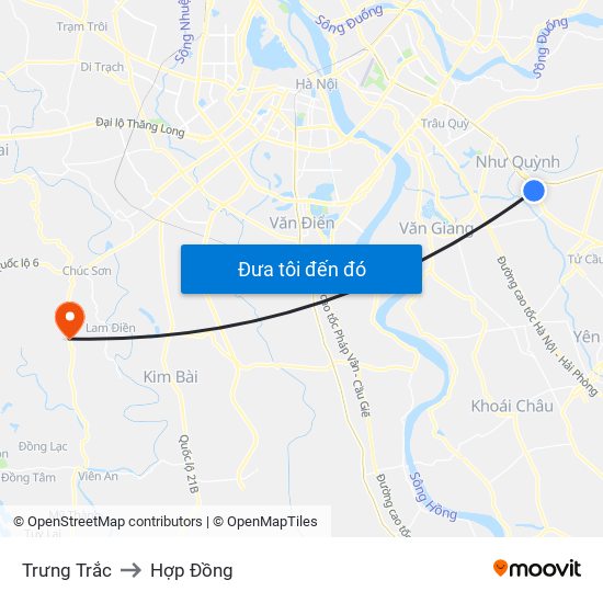 Trưng Trắc to Hợp Đồng map