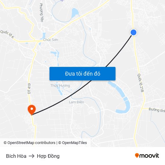 Bích Hòa to Hợp Đồng map