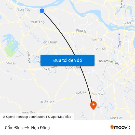 Cẩm Đình to Hợp Đồng map