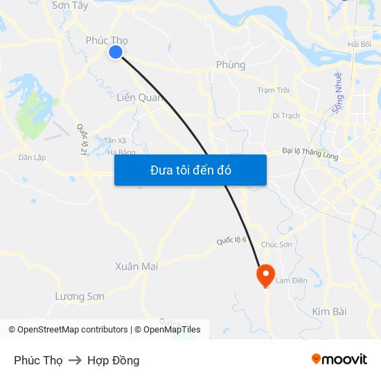 Phúc Thọ to Hợp Đồng map
