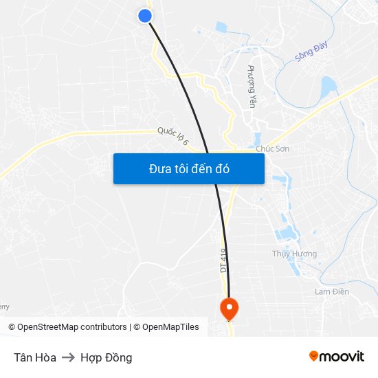 Tân Hòa to Hợp Đồng map