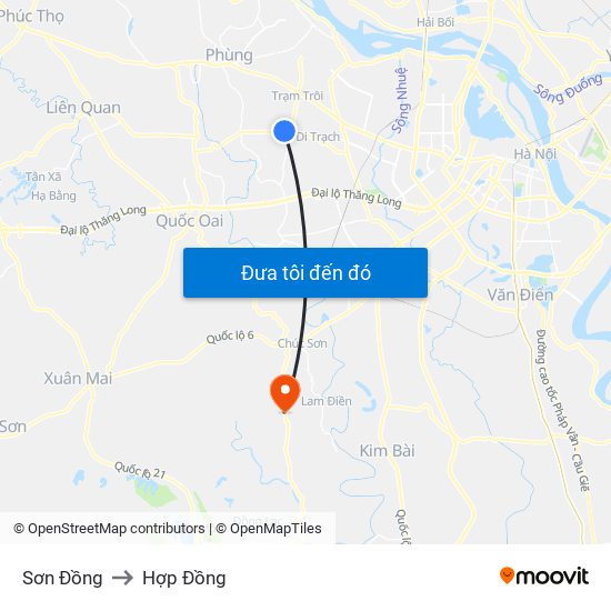 Sơn Đồng to Hợp Đồng map