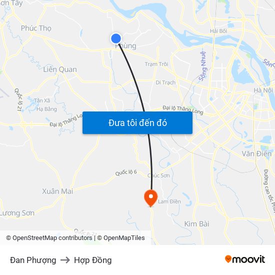 Đan Phượng to Hợp Đồng map
