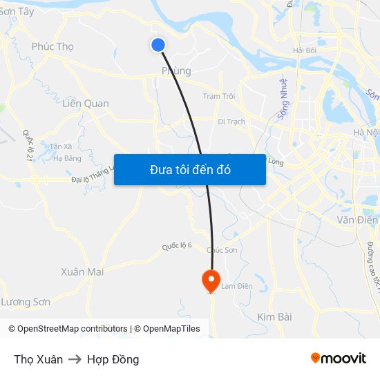 Thọ Xuân to Hợp Đồng map