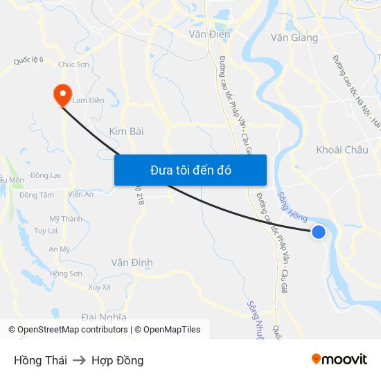 Hồng Thái to Hợp Đồng map