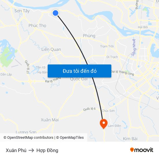 Xuân Phú to Hợp Đồng map