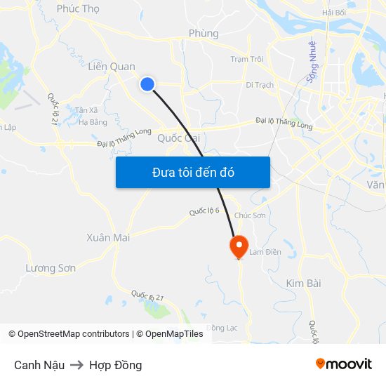 Canh Nậu to Hợp Đồng map