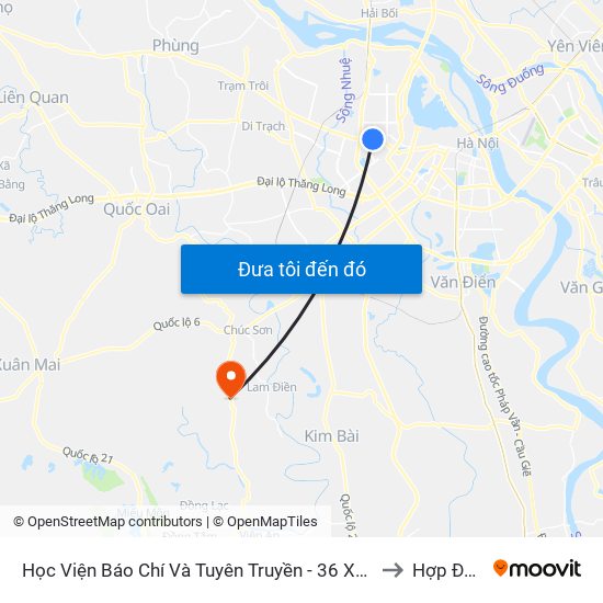 Học Viện Báo Chí Và Tuyên Truyền - 36 Xuân Thủy to Hợp Đồng map