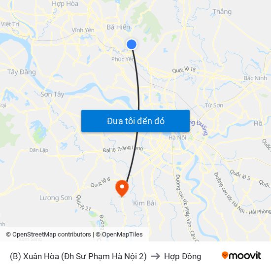 (B) Xuân Hòa (Đh Sư Phạm Hà Nội 2) to Hợp Đồng map