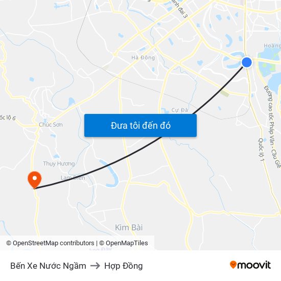 Bến Xe Nước Ngầm to Hợp Đồng map