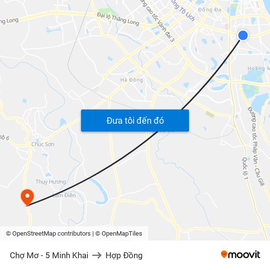 Chợ Mơ - 5 Minh Khai to Hợp Đồng map