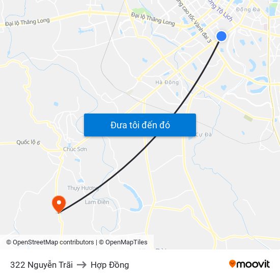 322 Nguyễn Trãi to Hợp Đồng map