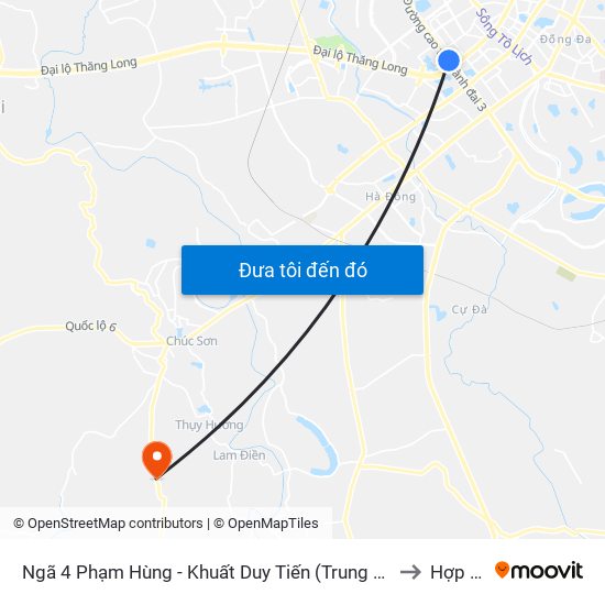 Ngã 4 Phạm Hùng - Khuất Duy Tiến (Trung Tâm Hội Nghị Quốc Gia) to Hợp Đồng map