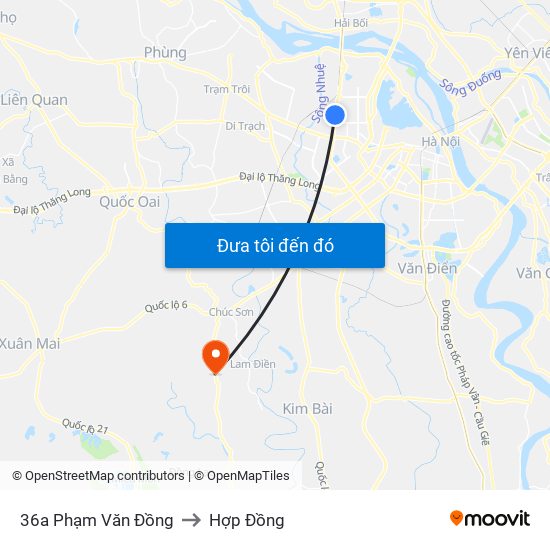 36a Phạm Văn Đồng to Hợp Đồng map