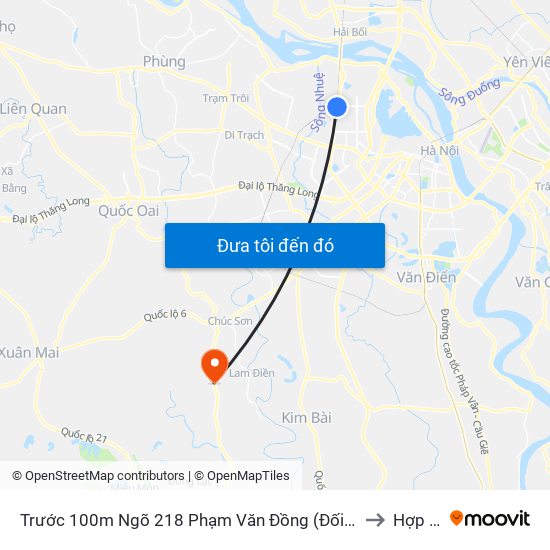 Trước 100m Ngõ 218 Phạm Văn Đồng (Đối Diện Công Viên Hòa Bình) to Hợp Đồng map