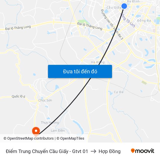 Điểm Trung Chuyển Cầu Giấy - Gtvt 01 to Hợp Đồng map