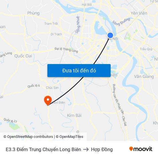 E3.3 Điểm Trung Chuyển Long Biên to Hợp Đồng map