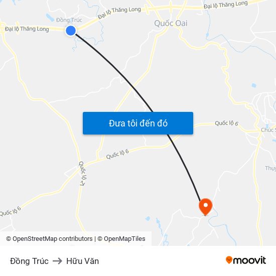 Đồng Trúc to Hữu Văn map
