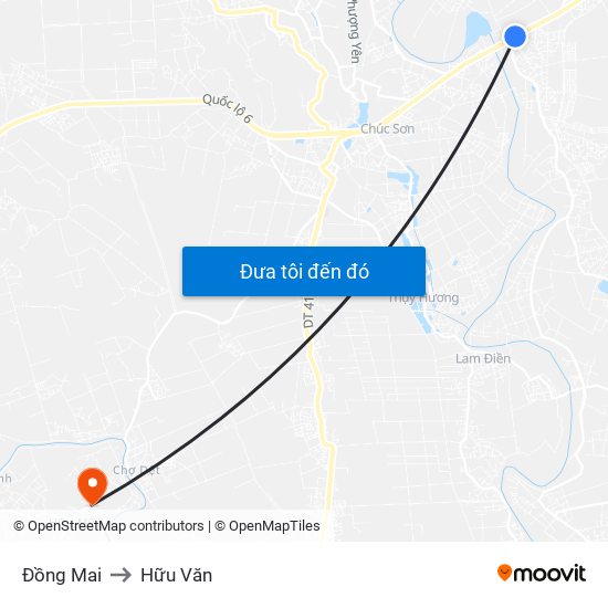 Đồng Mai to Hữu Văn map