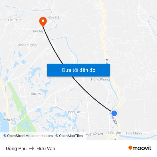 Đồng Phú to Hữu Văn map