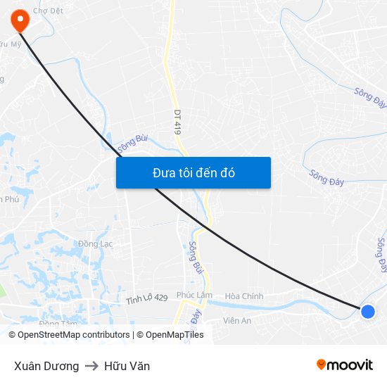 Xuân Dương to Hữu Văn map