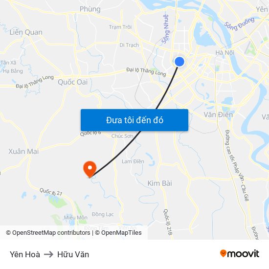 Yên Hoà to Hữu Văn map