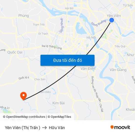 Yên Viên (Thị Trấn ) to Hữu Văn map