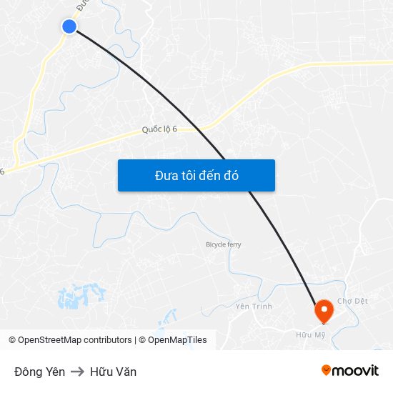 Đông Yên to Hữu Văn map
