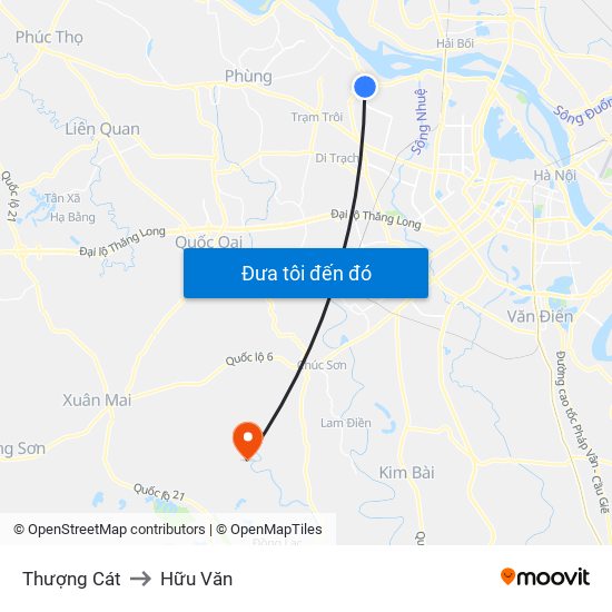 Thượng Cát to Hữu Văn map