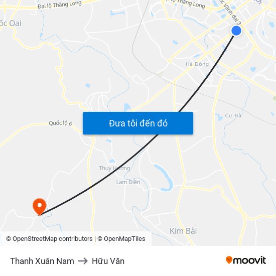 Thanh Xuân Nam to Hữu Văn map