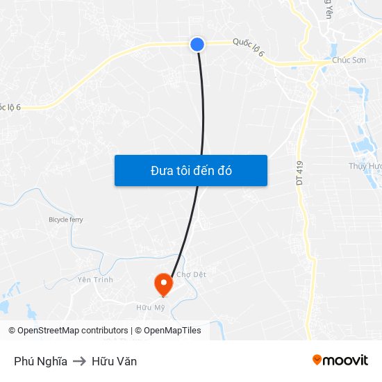 Phú Nghĩa to Hữu Văn map