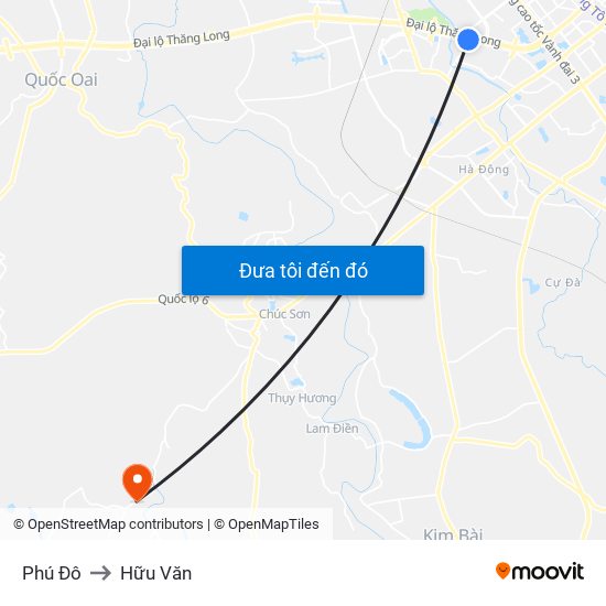 Phú Đô to Hữu Văn map