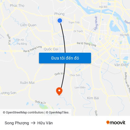 Song Phượng to Hữu Văn map