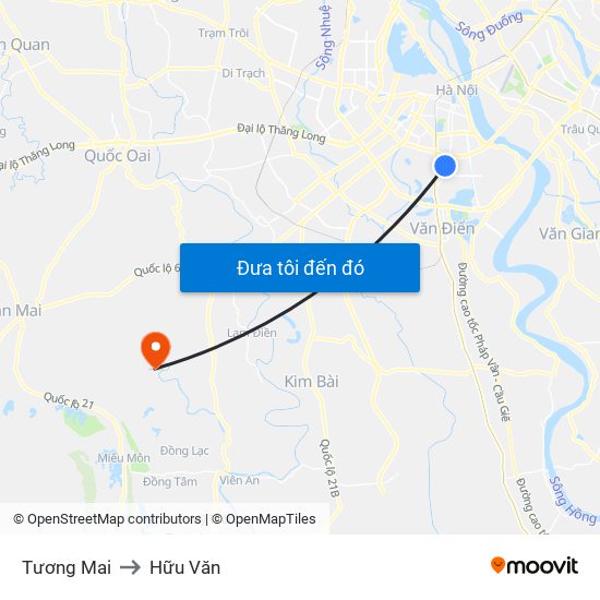 Tương Mai to Hữu Văn map