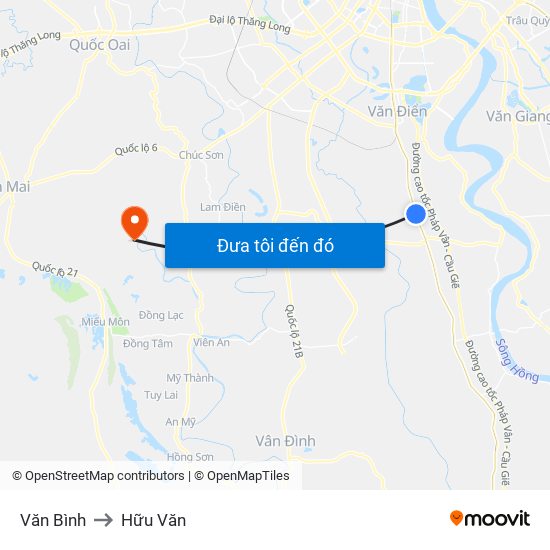Văn Bình to Hữu Văn map