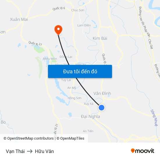 Vạn Thái to Hữu Văn map