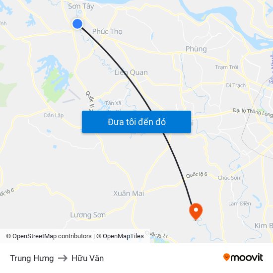 Trung Hưng to Hữu Văn map