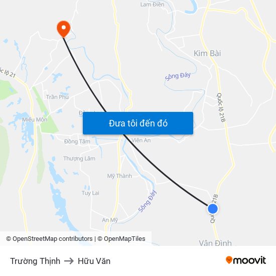 Trường Thịnh to Hữu Văn map