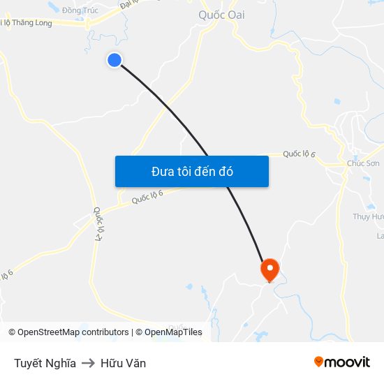 Tuyết Nghĩa to Hữu Văn map