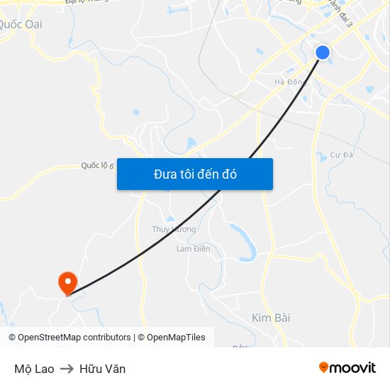 Mộ Lao to Hữu Văn map